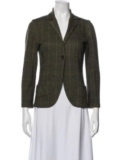 Pre-owned Kiton Cashmere Plaid Print Blazer In Green