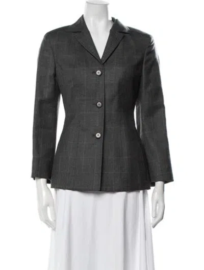 Pre-owned Kiton Cashmere Plaid Print Blazer In Green