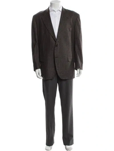 Pre-owned Kiton Cashmere Plaid Print Blazer In Grey