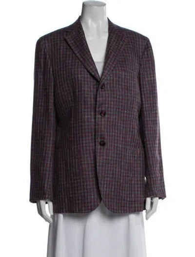 Pre-owned Kiton Cashmere Plaid Print Blazer In Multi