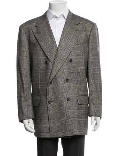 Pre-owned Kiton Cashmere Plaid Print Blazer In Multicolor