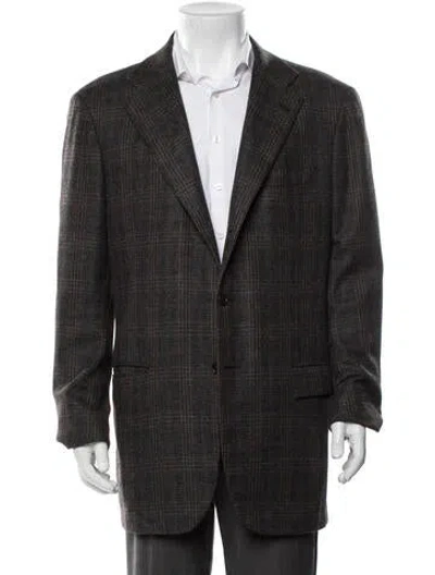 Pre-owned Kiton Cashmere Plaid Print Blazer In Multicolor