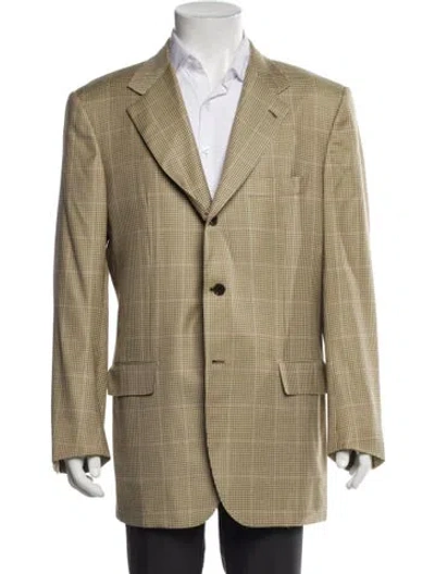 Pre-owned Kiton Cashmere Plaid Print Blazer In Neutral