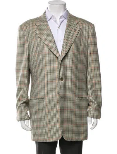 Pre-owned Kiton Cashmere Plaid Print Blazer In Neutral