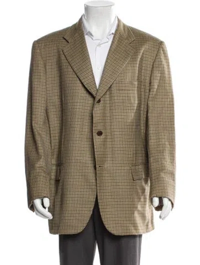 Pre-owned Kiton Cashmere Plaid Print Blazer In Neutral