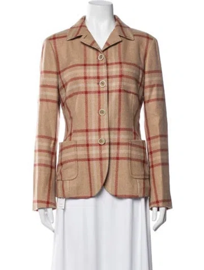 Pre-owned Kiton Cashmere Plaid Print Blazer In Neutrals