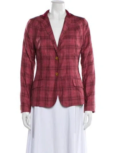 Pre-owned Kiton Cashmere Plaid Print Blazer In Pink