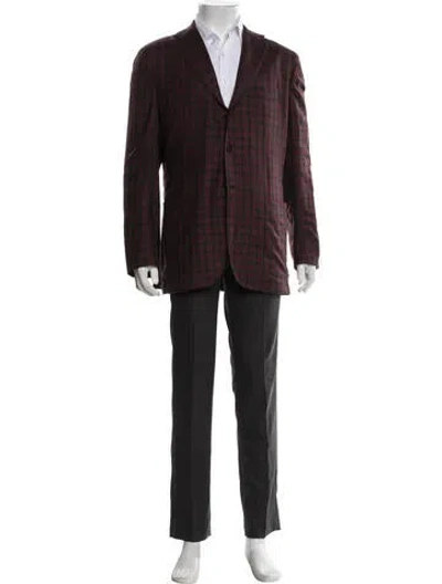 Pre-owned Kiton Cashmere Plaid Print Blazer In Purple