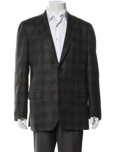 Pre-owned Kiton Cashmere Plaid Print Jacket In Multicolor