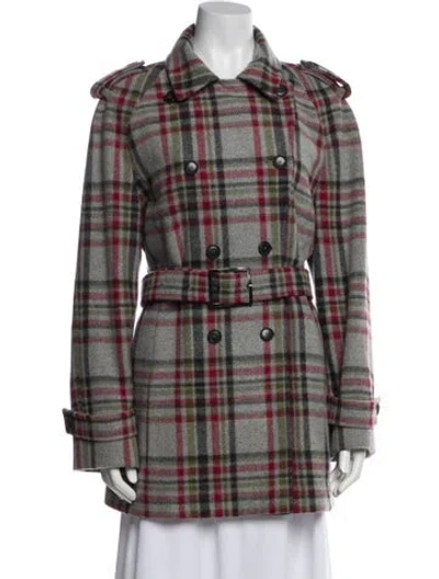 Pre-owned Kiton Cashmere Plaid Print Peacoat In Multi