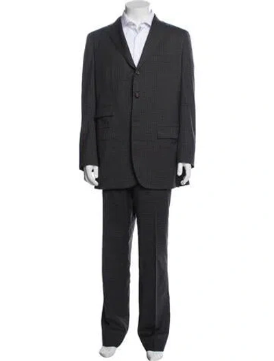 Pre-owned Kiton Cashmere Plaid Print Two-piece Suit In Black