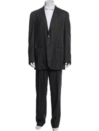 Pre-owned Kiton Cashmere Plaid Print Two-piece Suit In Black