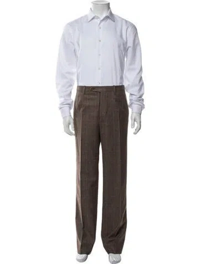 Pre-owned Kiton Cashmere Plaid Print Two-piece Suit In Brown