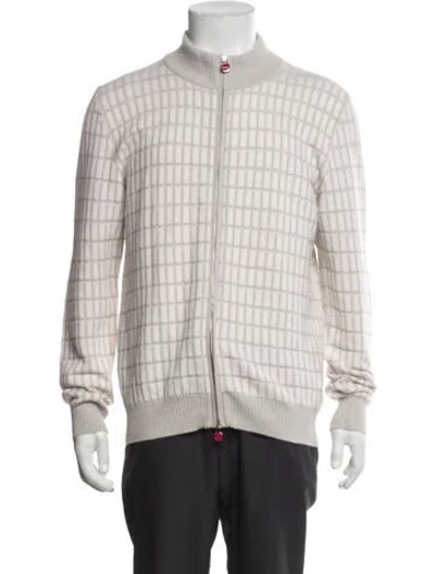 Pre-owned Kiton Cashmere Plaid Print In White