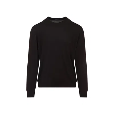 Kiton Cashmere-silk Blend Sweater With Classic Crew Neckline In Black