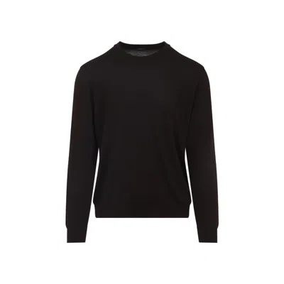 Kiton Cashmere-silk Blend Sweater With Classic Crew Neckline In Brown
