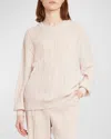 Kiton Cashmere-silk Lattice Knit Crewneck Sweater In Cream