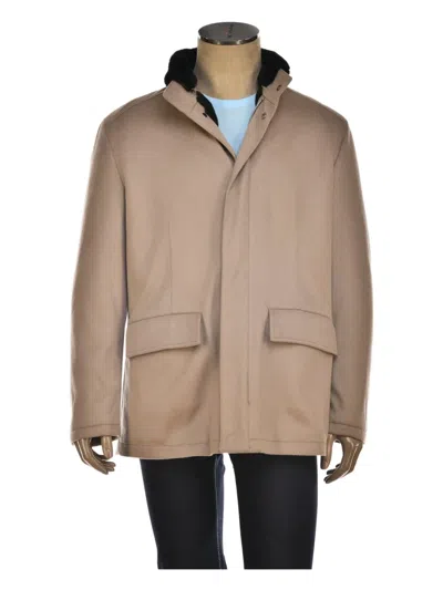 Kiton Cashmere Single Breasted Coat In Brown