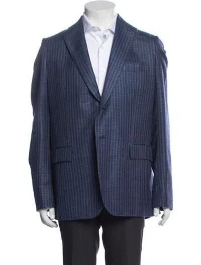 Pre-owned Kiton Cashmere Striped Blazer In Blue