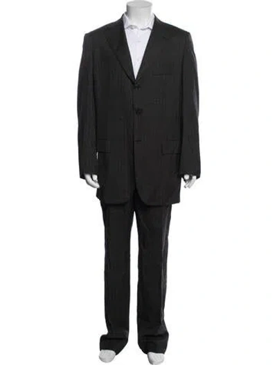 Pre-owned Kiton Cashmere Striped Two-piece Blazer In Black