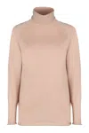Kiton Ribbed Cashmere Turtleneck Sweater With Long Sleeves In Pink