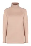 Kiton Ribbed Cashmere Turtleneck Sweater With Long Sleeves In Pink