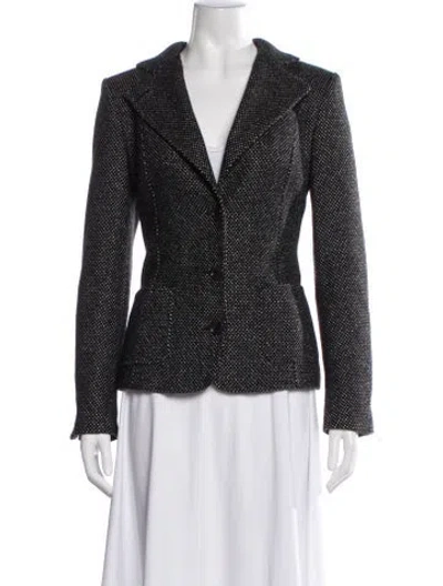Pre-owned Kiton Cashmere Tweed Pattern Blazer In Black