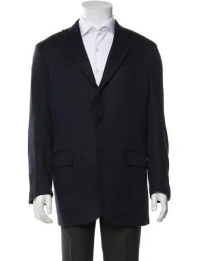 Pre-owned Kiton Cashmere Tweed Pattern Blazer In Blue