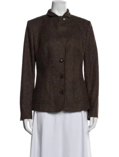 Pre-owned Kiton Cashmere Tweed Pattern Blazer In Brown