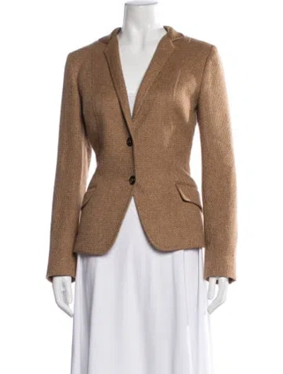 Pre-owned Kiton Cashmere Tweed Pattern Blazer In Brown
