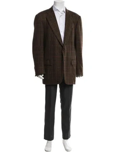 Pre-owned Kiton Cashmere Tweed Pattern Jacket In Brown