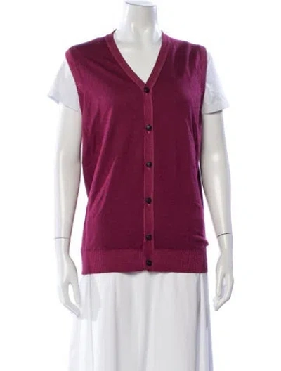 Pre-owned Kiton Cashmere V-neck Button-up Top In Purple