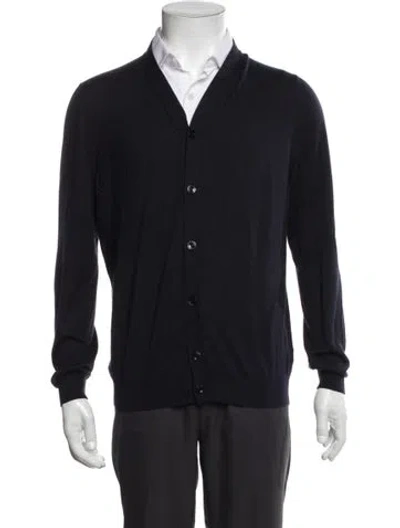 Pre-owned Kiton Cashmere V-neck Cardigan In Black