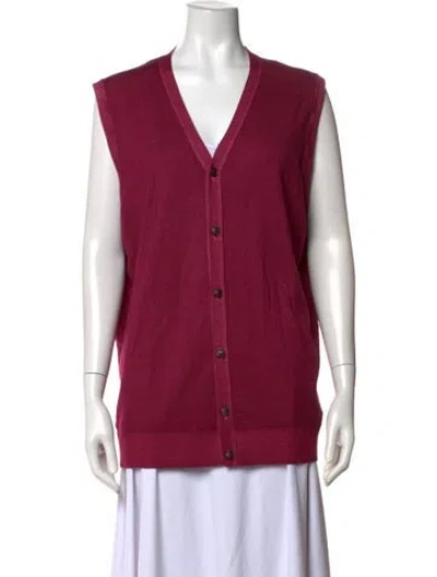 Pre-owned Kiton Cashmere V-neck Sweater In Burgundy