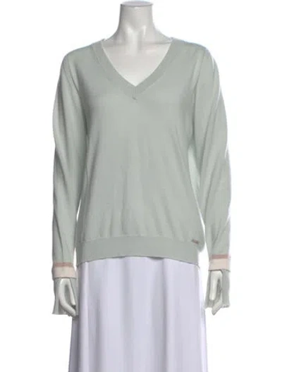 Pre-owned Kiton Cashmere V-neck Sweater In Green