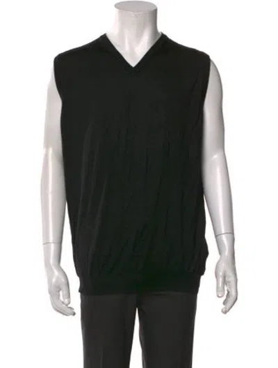 Pre-owned Kiton Cashmere V-neck Sweater Vest In Black
