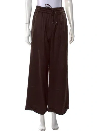 Pre-owned Kiton Cashmere Wide Leg Pants In Brown