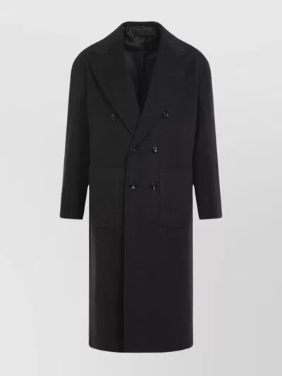 Kiton Dark Grey Tib Virgin Wool Coat