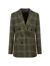 Kiton Check Double-breasted Blazer In Green