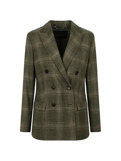 Kiton Check Double-breasted Blazer In Green