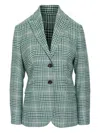 格纹纽扣西装夹克
