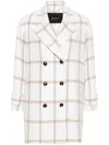 Kiton Check-pattern Cashmere Double-breasted Coat In White