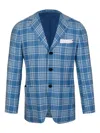 Kiton Check-pattern Pockets Blazer In Blue
