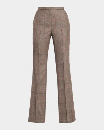 Kiton Check Straight-leg Trousers In Brown