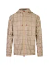 Kiton Check Zip-up Jacket In Neutral