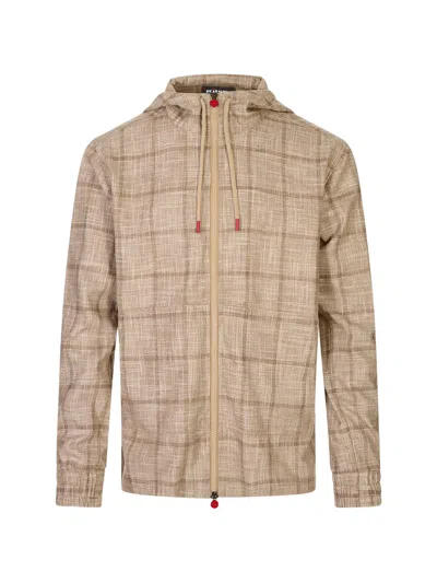 Kiton Check Zip-up Jacket In Neutral