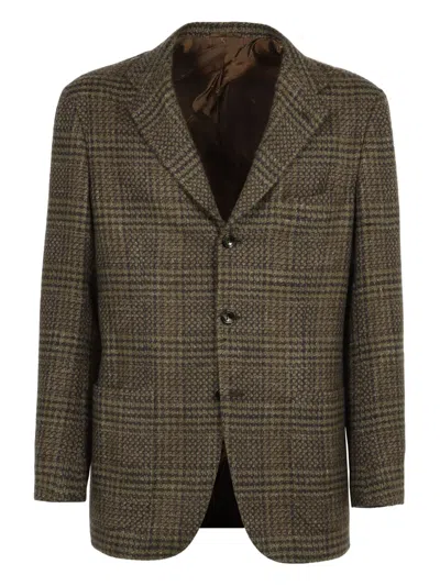 Kiton Checked Blazer In Metallic