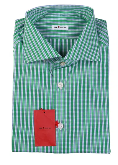 Kiton Checked Cotton Shirt In Green