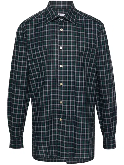 Kiton Checked Cotton Shirt In Green