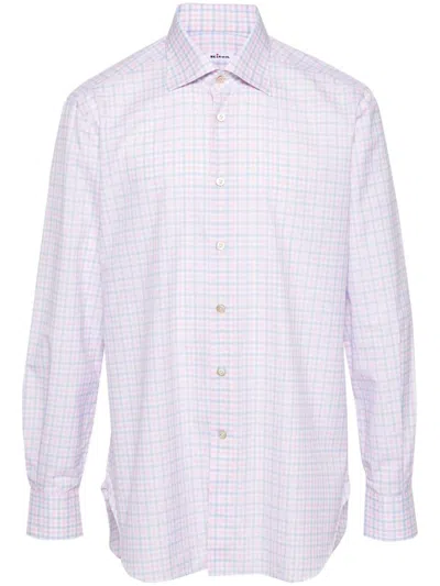 Kiton Checked Cotton Shirt In Pink